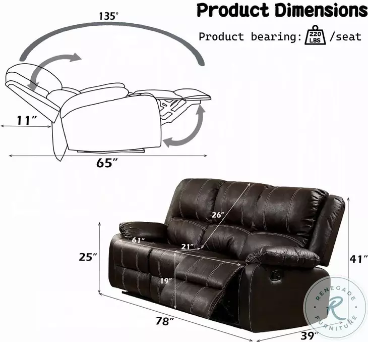 Zuriel Brown Reclining 78" Sofa