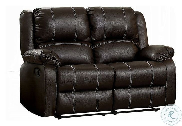 Zuriel Brown Synthetic Leather 56" Reclining Loveseat