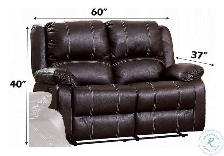 Zuriel Brown Synthetic Leather 56" Reclining Loveseat