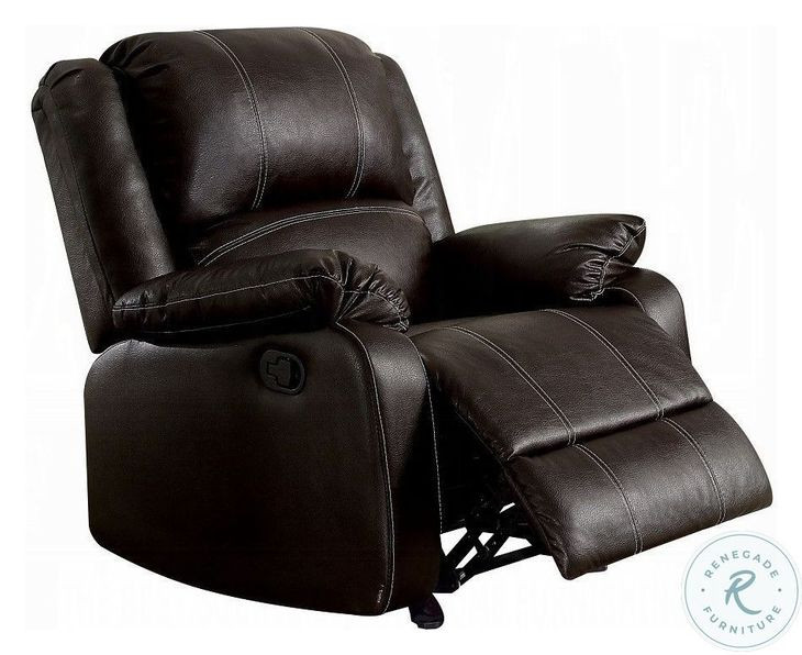 Zuriel Brown Synthetic Leather Rocker Recliner