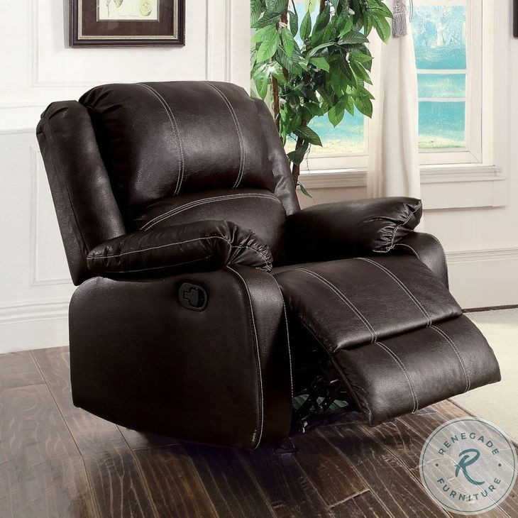 Zuriel Brown Synthetic Leather Rocker Recliner