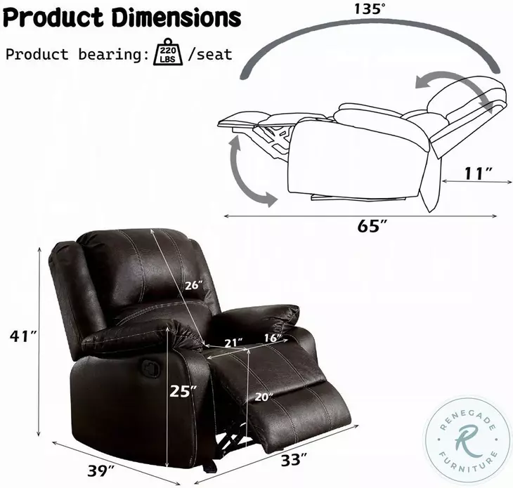 Zuriel Brown Synthetic Leather Rocker Recliner
