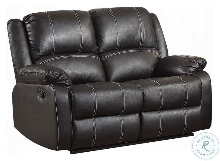 Zuriel Black Synthetic Leather 56" Reclining Loveseat