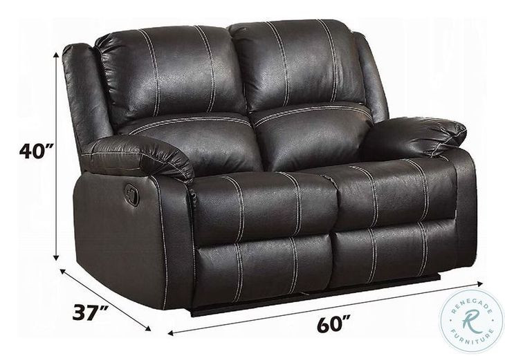 Zuriel Black Synthetic Leather 56" Reclining Loveseat