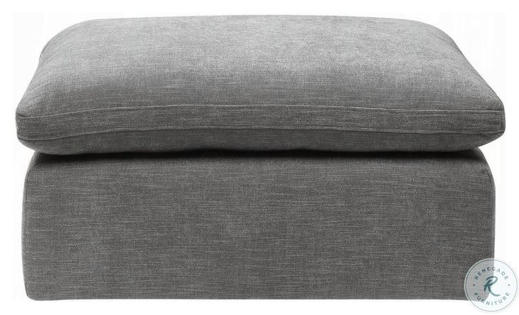Naveen Gray Linen Feather Modular Square Ottoman