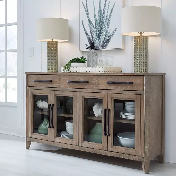 Breckenridge Medium Brown 4 Glass Door Server