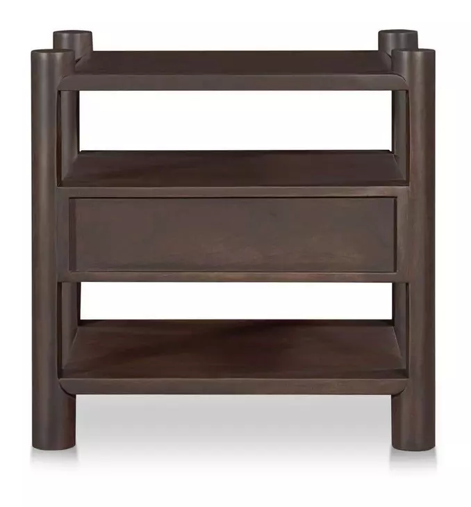 Devin Brown Leather Upholstered Canopy Bedroom Set