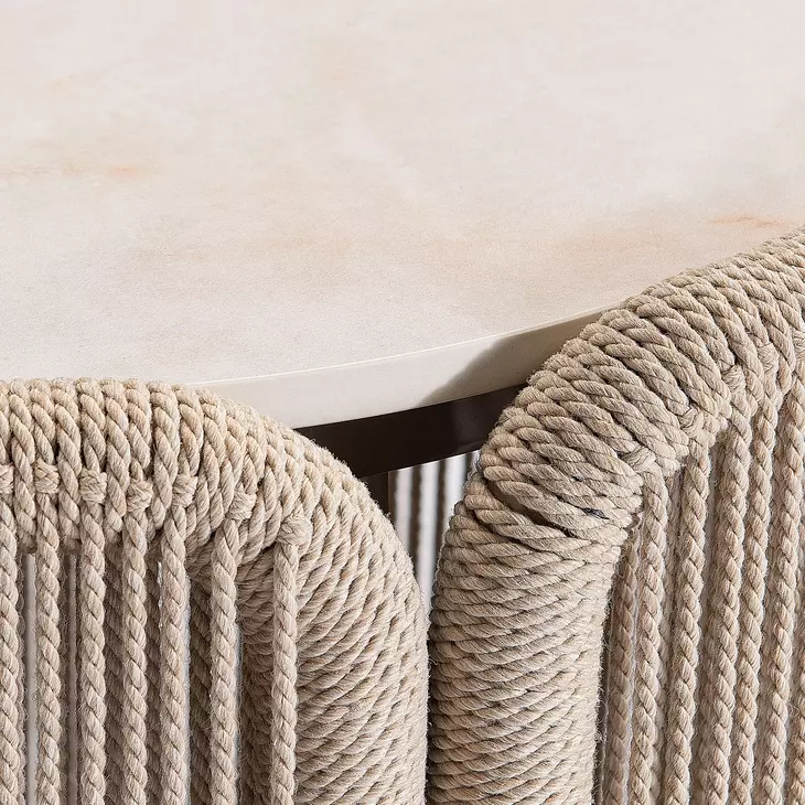 Trellis Brown and Beige Round Outdoor Side Table