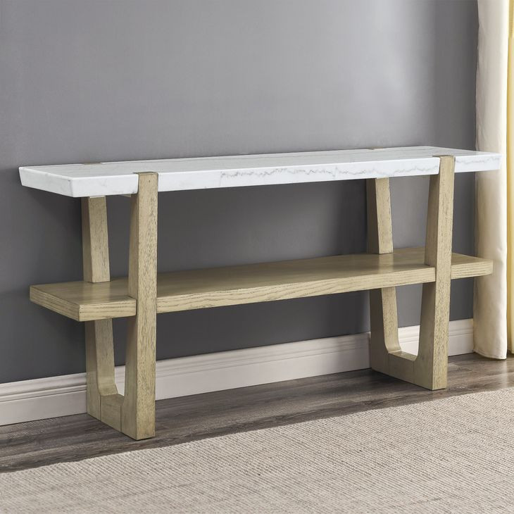 Perth White Rectangular Marble Top Sofa Table