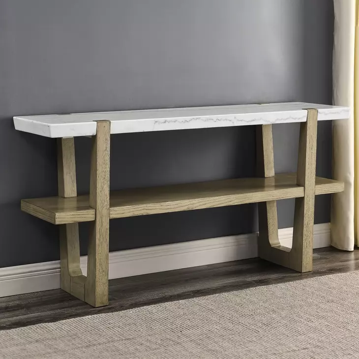 Perth White Rectangular Marble Top Sofa Table