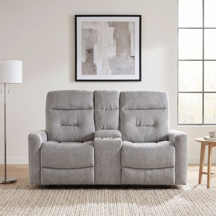 Lyndon Gray Double 71" Reclining Console Loveseat