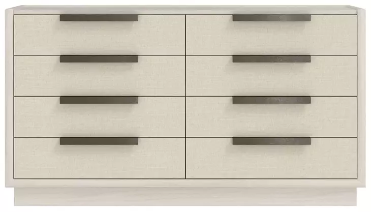 Cotiere Cream Linen Performance Fabric 8 Drawer Dresser