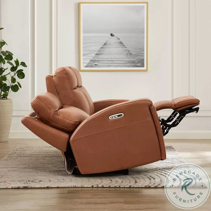 Varden Nutmeg Leather 86" Zero Gravity Power Reclining Sofa with Power Headrest and USB Charging