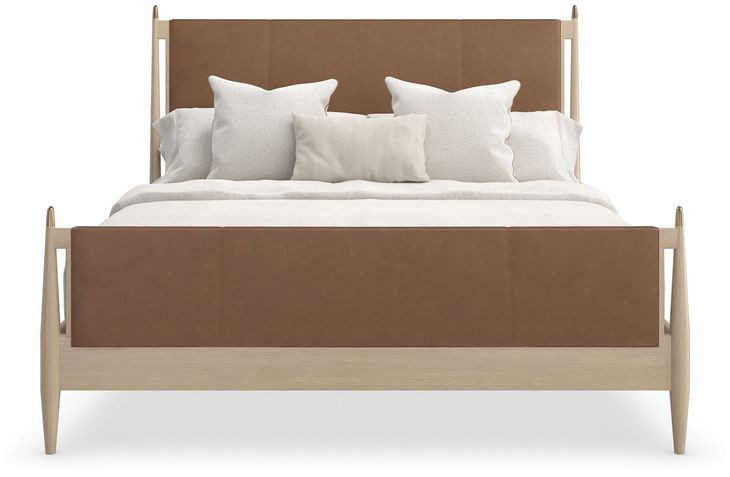 Rhythm Sun Drenched Oak and Lucent Bronze Upholstered Platform Bedroom Set