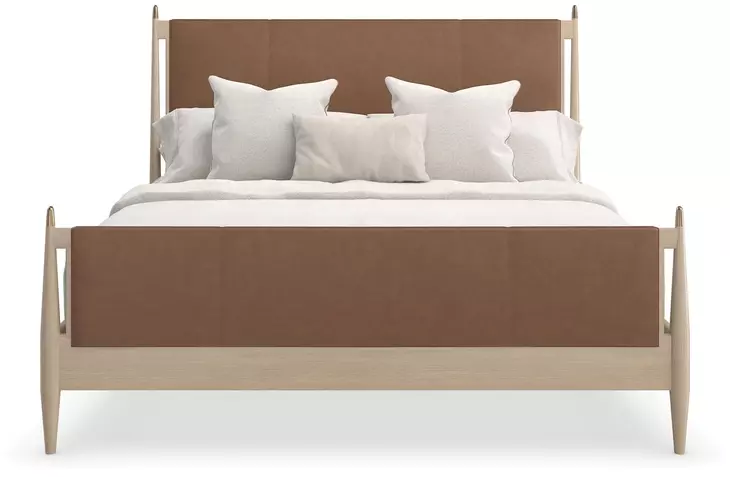 Rhythm Sun Drenched Oak and Lucent Bronze Upholstered King Platform Bed