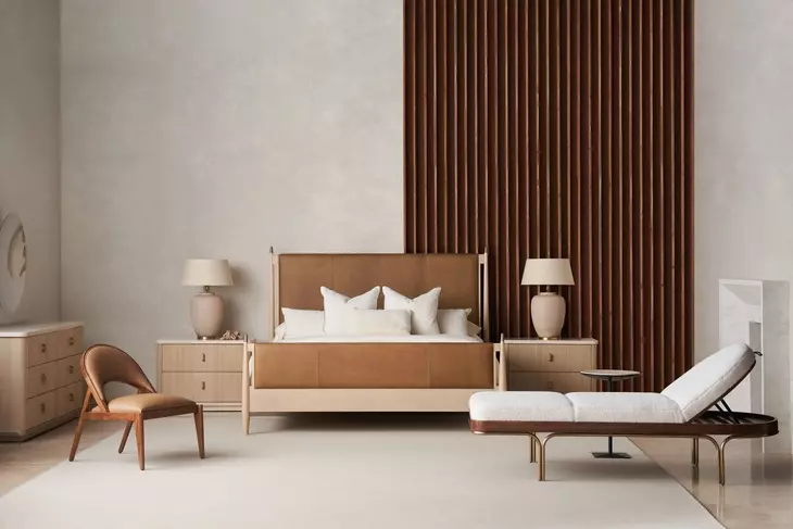 Rhythm Sun Drenched Oak and Lucent Bronze Upholstered King Platform Bed