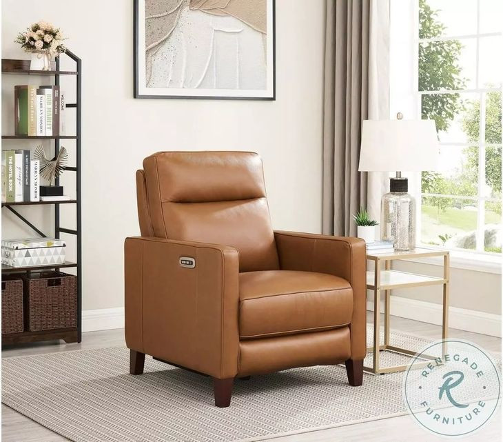 Arden Cognac Leather Zero Gravity Power Recliner with Power Headrest and USB Charging