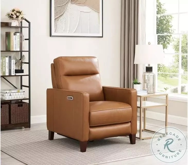 Arden Cognac Leather Zero Gravity Power Recliner with Power Headrest and USB Charging