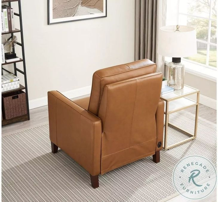 Arden Cognac Leather Zero Gravity Power Recliner with Power Headrest and USB Charging