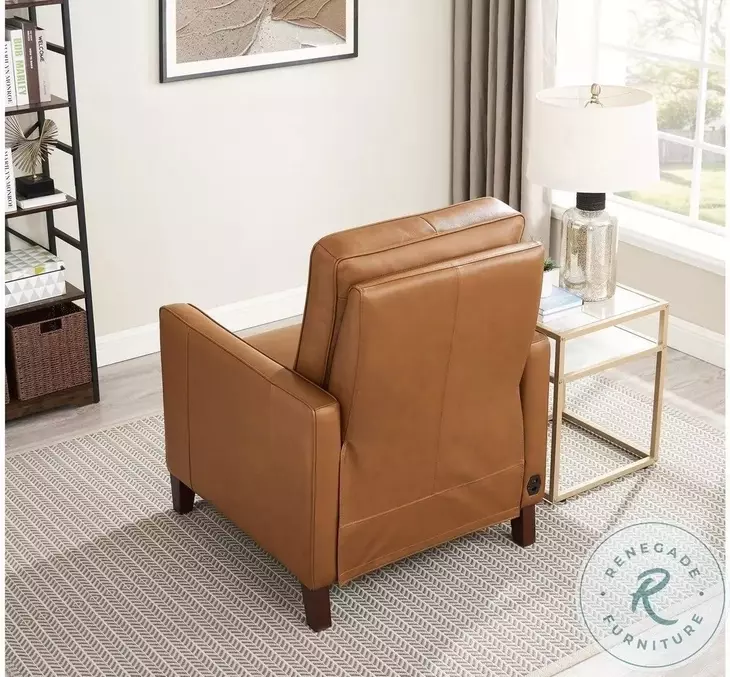 Arden Cognac Leather Zero Gravity Power Recliner with Power Headrest and USB Charging
