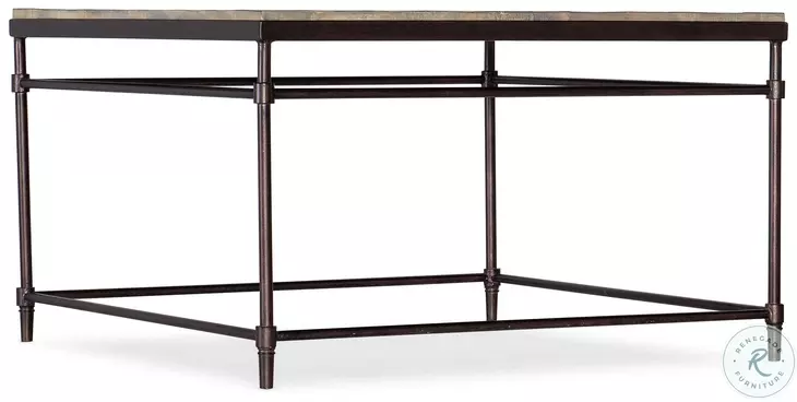 Saint Armand Light Natural And Antique Bronze Metal Square Cocktail Table