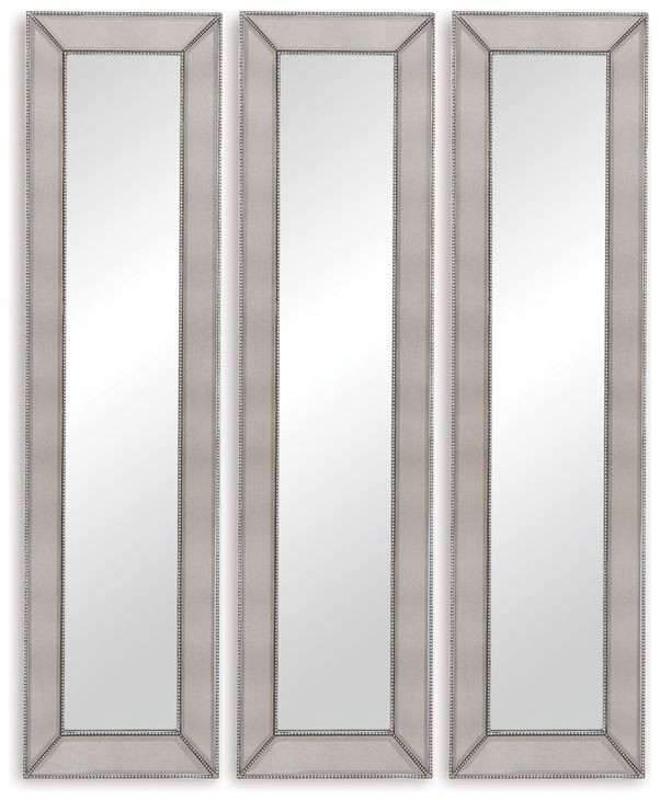 Beaded Silverleaf Rectangular Floor Mirror