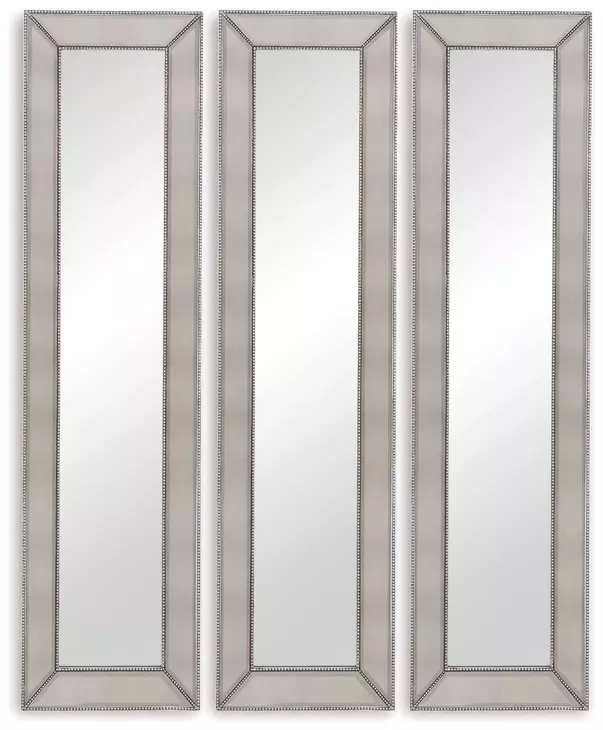 Beaded Silverleaf Rectangular Floor Mirror