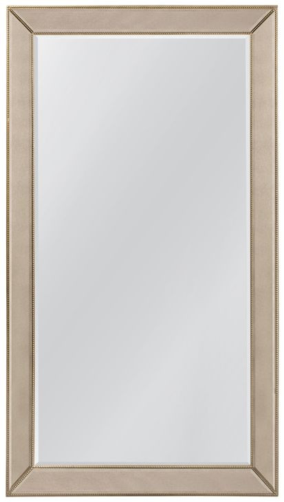Beaded Antique Gold Rectangular Leaner Floor Mirror