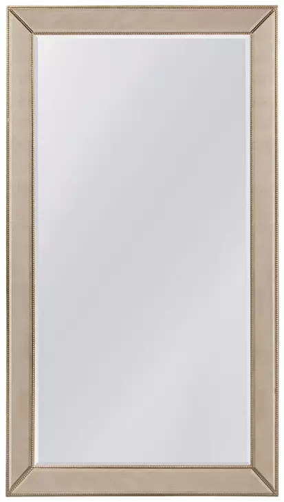 Beaded Antique Gold Rectangular Leaner Floor Mirror