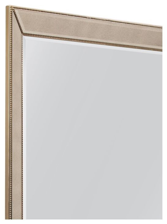 Beaded Antique Gold Rectangular Leaner Floor Mirror
