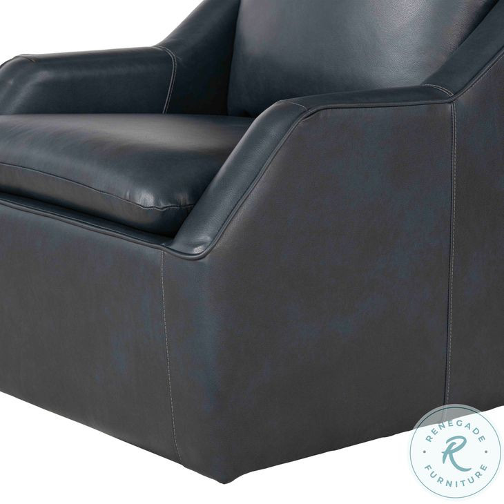 Asterwyn Steamboat Marine Leather Swivel Accent Chair
