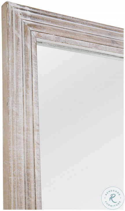 Pangea White And Gold Rectangular Floor Mirror