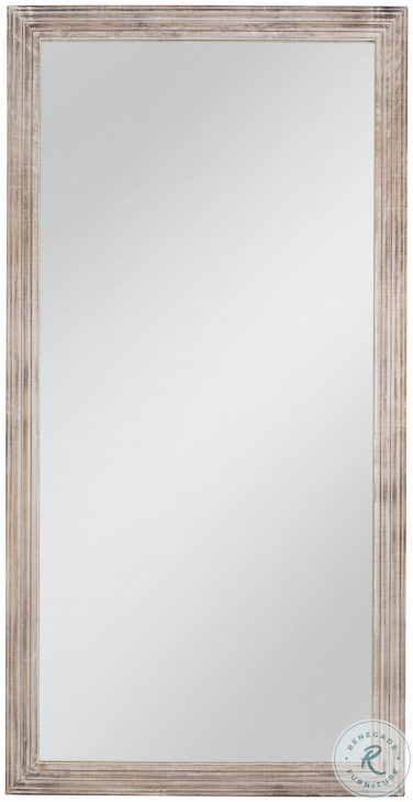 Pangea White And Gold Rectangular Floor Mirror