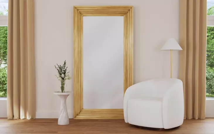 Queenie Gold Rectangular Floor Mirror