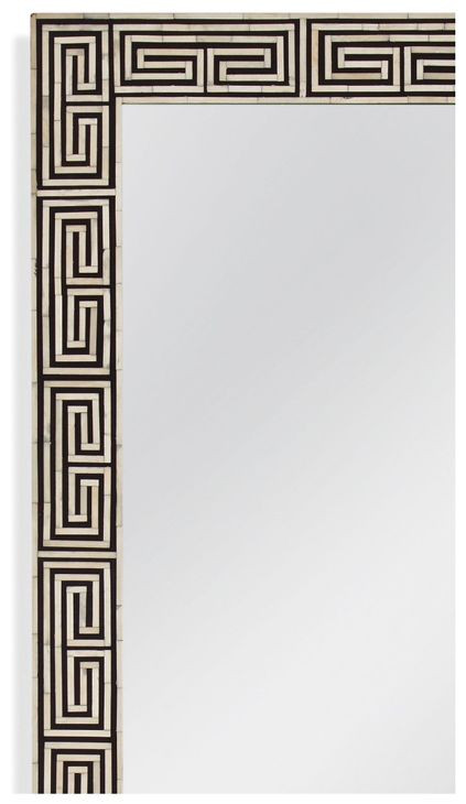 Newton Bone and Black Rectangular Floor Mirror
