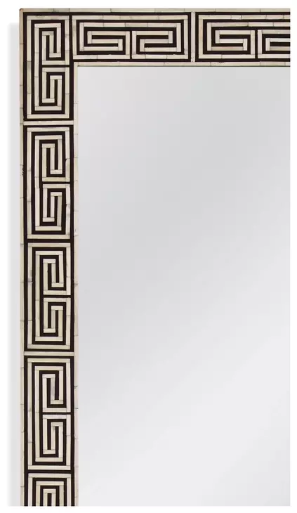 Newton Bone and Black Rectangular Floor Mirror