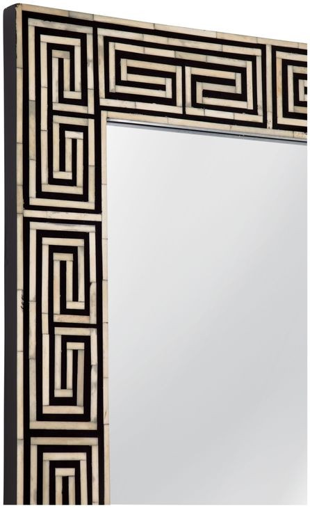 Newton Bone and Black Rectangular Floor Mirror