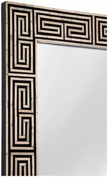Newton Bone and Black Rectangular Floor Mirror