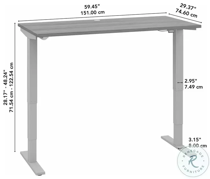 Move 40 Platinum Grey 60" Electric Height Adjustable Standing Desk
