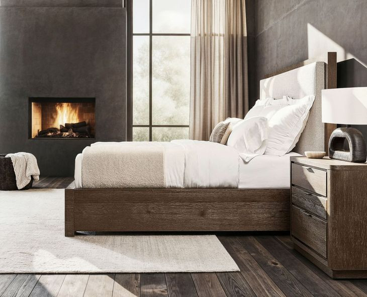 Outline Cassel and White Performance Fabric King Upholstered Panel Bed