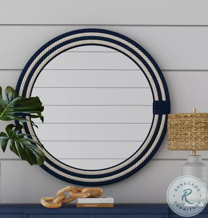 Helm White And Navy Wall Mirror