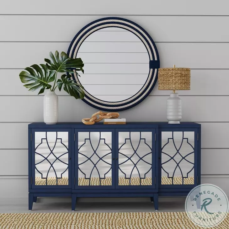Helm White And Navy Wall Mirror