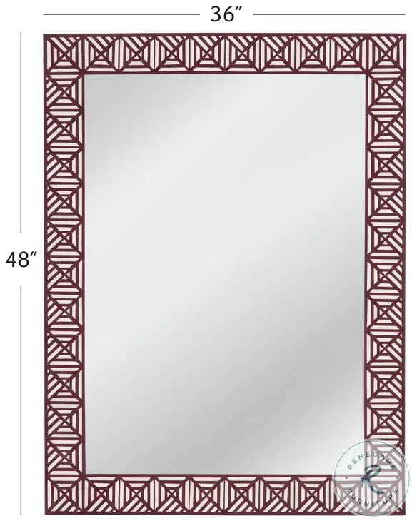 Rouge Maroon And White Wall Mirror