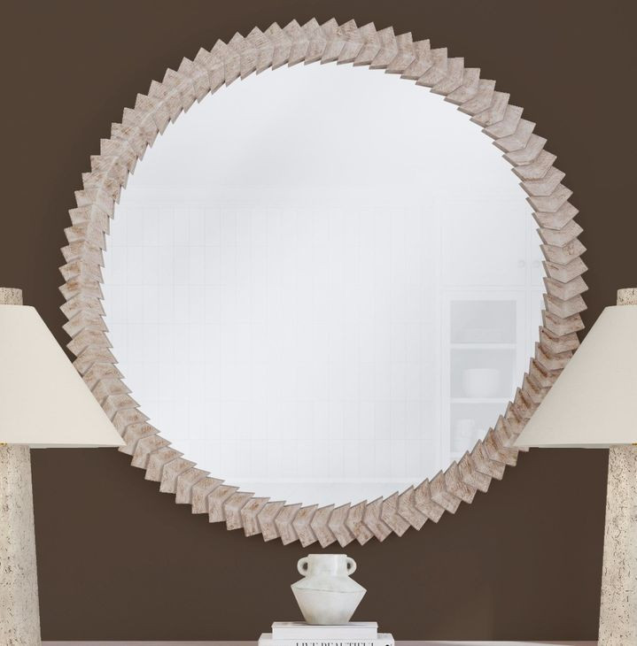 Claire Natural Round Wall Mirror