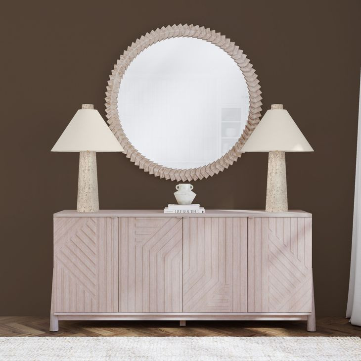 Claire Natural Round Wall Mirror