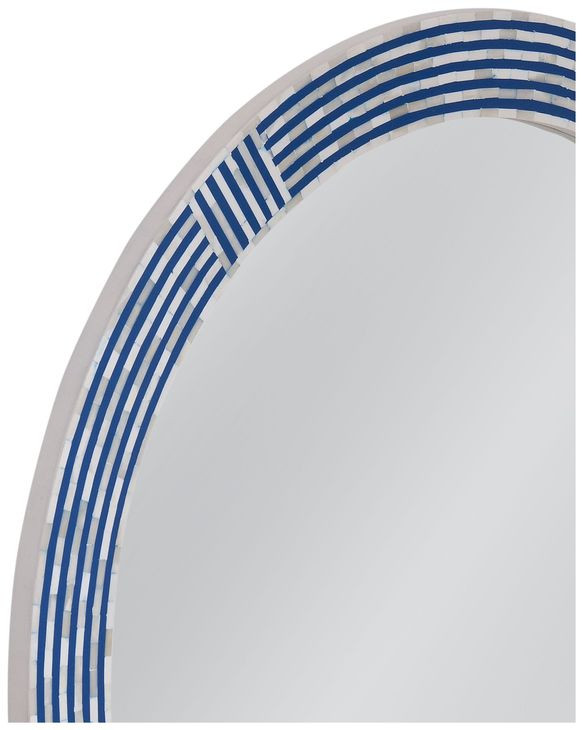 Blue Circle Blue and Cream Round Wall Mirror