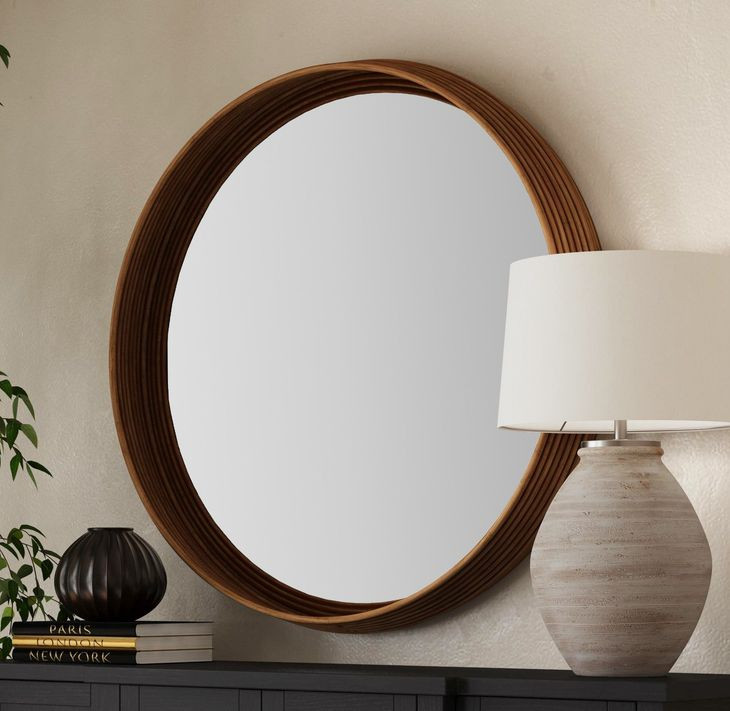 Marcella Natural Round Wall Mirror