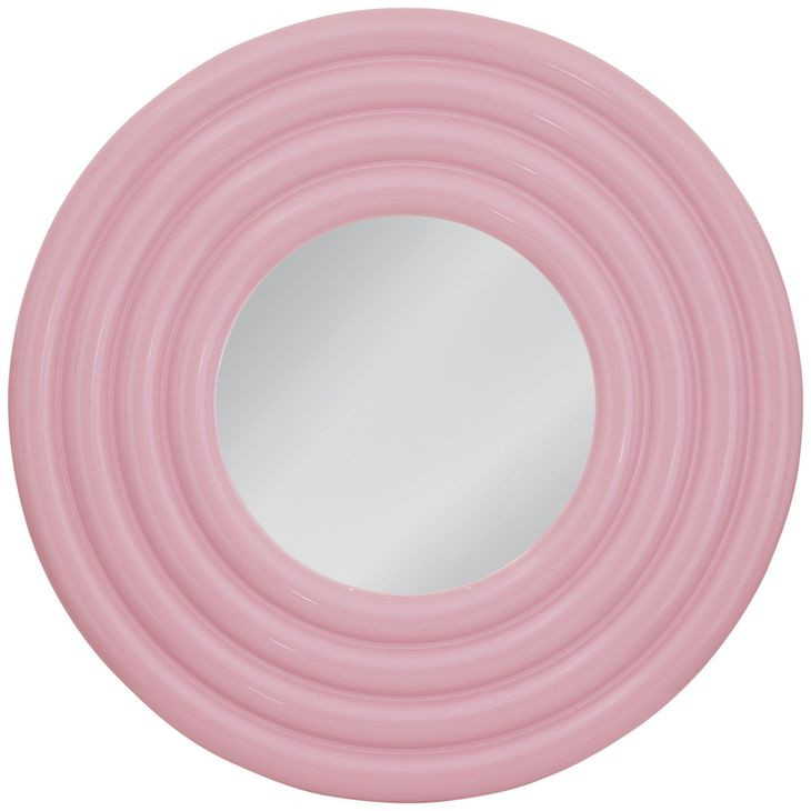 Rigel Glossy Pink Round Wall Mirror