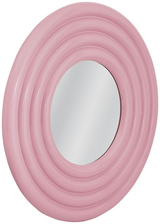 Rigel Glossy Pink Round Wall Mirror