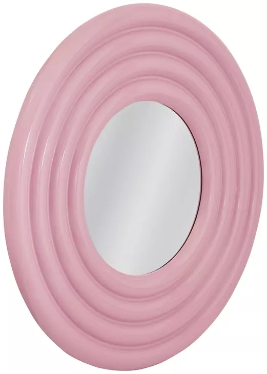 Rigel Glossy Pink Round Wall Mirror